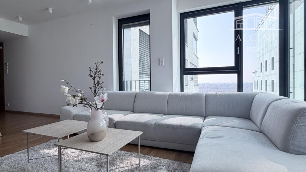 LUXUSNÝ VEĽKOMETRÁŽNY 3-IZBOVÝ BYT(90M2) NA 10. POSCHODÍ V RIVERPARKU S VÝHĽADOM NA DUNAJ - PARKING V GARÁŽI