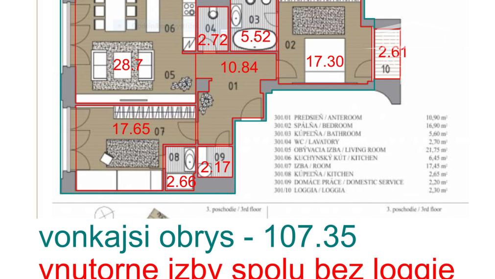 REZERVOVANÉ -  LUKRATÍVNY KLIMATIZOVANÝ  3-IZBOVÝ BYT (91M2) S BALKÓNOM A S 2 KÚPEĽŇAMI V EXKLUZÍVNOM CITY GATE NA PEŠEJ ZÓNE -GORKÉHO/LAURINSKÁ