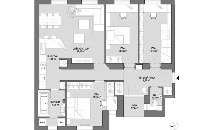 4-IZBOVÝ STAROMESTSKÝ BYT (105M2) V STAROM MESTE S VYSOKÝMI STROPMI A S  ÚCHVATNÝM VÝHĽADOM - fotografia 11